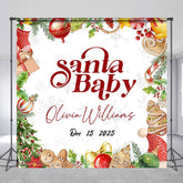 Lofaris Christmas Gift Bell Custom Name Baby Shower Backdrop